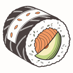 Delicious sushi roll salmon avocado rice sesame