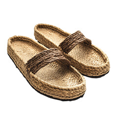 Bohemian Espadrille Sandals with Organic Woven Text Isolated on Transparent Background
