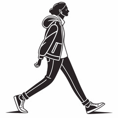 Woman walking casual style black silhouette
