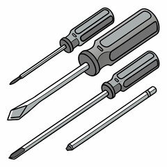 Professional screwdriver set isolated on white background