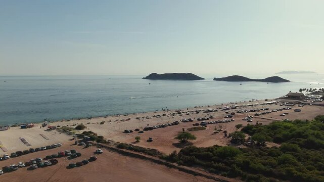 Parking lot by los algodones beach in san carlos, sonora