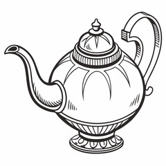 Elegant vintage teapot hand drawn illustration