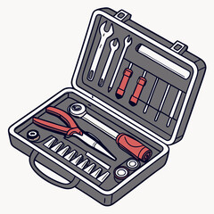 Professional tool kit illustration isolated on white background