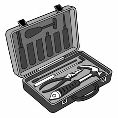Professional tool kit illustration isolated on white