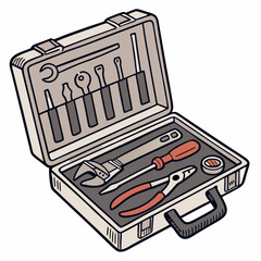 Professional tool kit illustration isolated on white