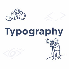 Photographer with camera typography design illustration