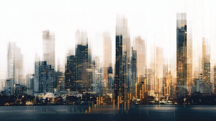 Fototapeta premium Double Exposure of City Buildings with Unique Abstract Effect