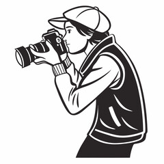 Young photographer taking a photo with dslr camera