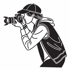 Young photographer taking a photo with dslr camera