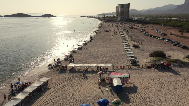 Scenic aerial view of los algodones beach in sonora, mexico