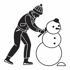 Person building a snowman winter fun holiday activity