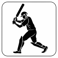 Professional cricket player silhouette, isolated cutout