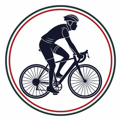 Cyclist riding road bike silhouette design