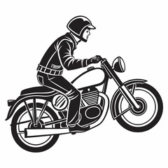 Fototapeta premium Classic motorcycle rider vector illustration transparent background