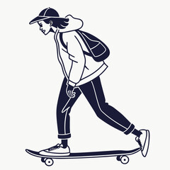 Girl skateboarding stylish backpack trendy urban style