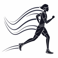 Woman runner silhouette dynamic speed motion