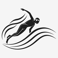 Swimmer silhouette dynamic aquatic sport action