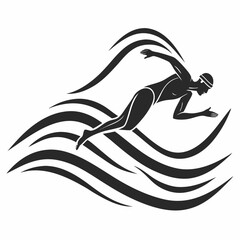 Swimmer silhouette dynamic aquatic sport action