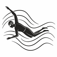 Professional swimmer silhouette, clean cutout, transparent background