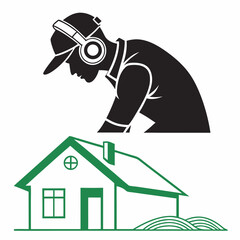 Professional dj house icon design element transparent background