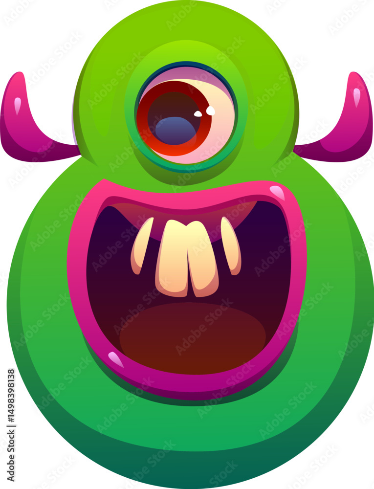 Fototapete crazy monster character font digit 8 eight. halloween creature math typeface number, horror bogle pe