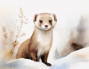 Fototapeta premium Aquarell Wiesel