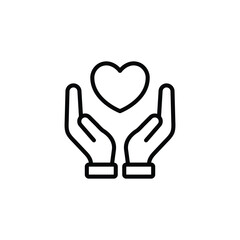 Heart in hand icons. Hands holding heart icon. Heart in hand icons set. Hands holding heart icon