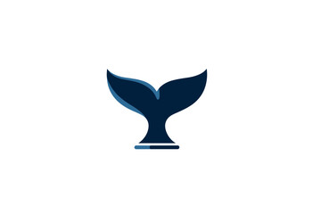 Fototapeta premium Stylized Whale Tail Illustration in Shades of Blue vector art logo 