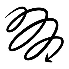 Spiral arrow icon with doodle design for graphic element decoration isolated on transparent background