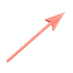 Modern Arrow with Smooth Contours in Coral Colour Isolated on Transparent Background