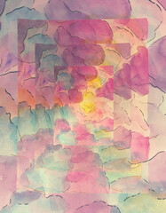 Watercolor Squares Optical Illusion