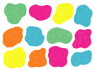 手書きあしらいセット　流体シェイプ　カラフル　色えんぴつ