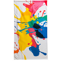 Artistic Beach Towel with Oversized Expressive Spla Isolated on Transparent Background