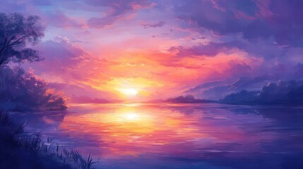 Vivid Sunset Over Water (1)