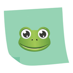 sticky note displays a smiling frog face vector illustration