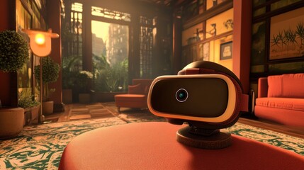 VR headset in Chinese interior