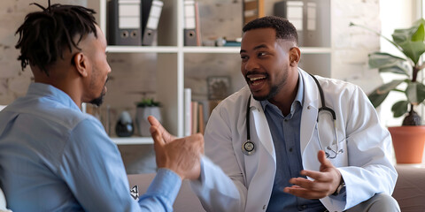 Obraz premium Doctor Communicating with Patient Using Sign Language in Medical Office, Inclusive Healthcare and Communication Accessibility 