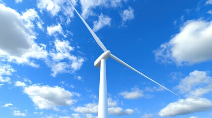 Wind turbine under a clear sky