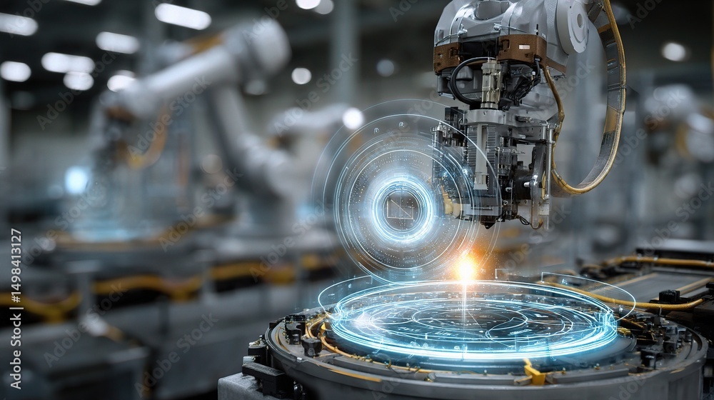 Poster advanced automation and digital twin interface in modern factory