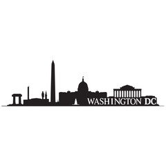 Obraz premium Vector Washington DC skyline. Travel Washington DC famous landmarks. Business and tourism concept for presentation, banner, web site. Vector black silhouette. with white background