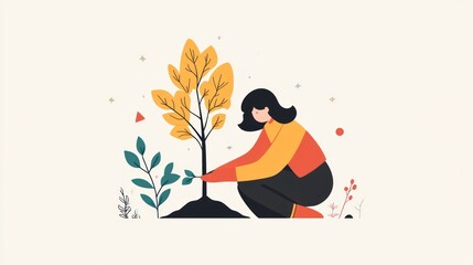 Woman Planting Tree