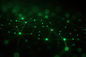 Fototapeta premium Intricate green network of interconnected lines on a dark background 