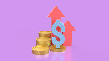 The Dollar symbol and coins for Business concept 3d Rendering.