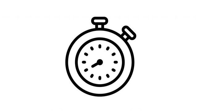 Stopwatch animated icon in line style with alpha channel. Perfect for project and Explainer Video