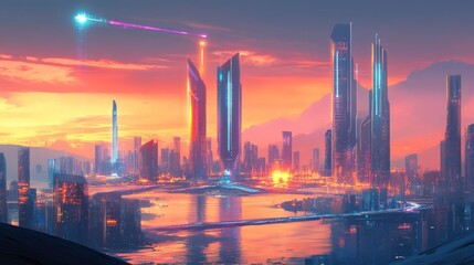 Futuristic Cityscape Dawn