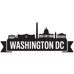 Obraz premium Vector Washington DC skyline. Travel Washington DC famous landmarks. Business and tourism concept for presentation, banner, web site. Vector black silhouette. with white background
