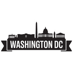 Obraz premium Vector Washington DC skyline. Travel Washington DC famous landmarks. Business and tourism concept for presentation, banner, web site. Vector black silhouette. with white background