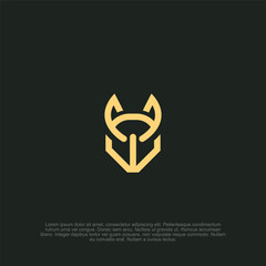 Fototapeta premium Geometric Feline Design: A Stylized Representation of a Cat-like Form, Perfect for Modern Branding and Minimalist Aesthetics with Smooth Gold Lines and Simplicity in Form