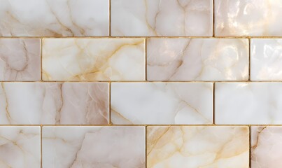 Fototapeta premium gold pearlescent rectangular ceramic tiles with marble pattern,Generative AI