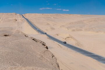 Sands and hills along the desolated lands of Qinghai-Xinjiang highway, China